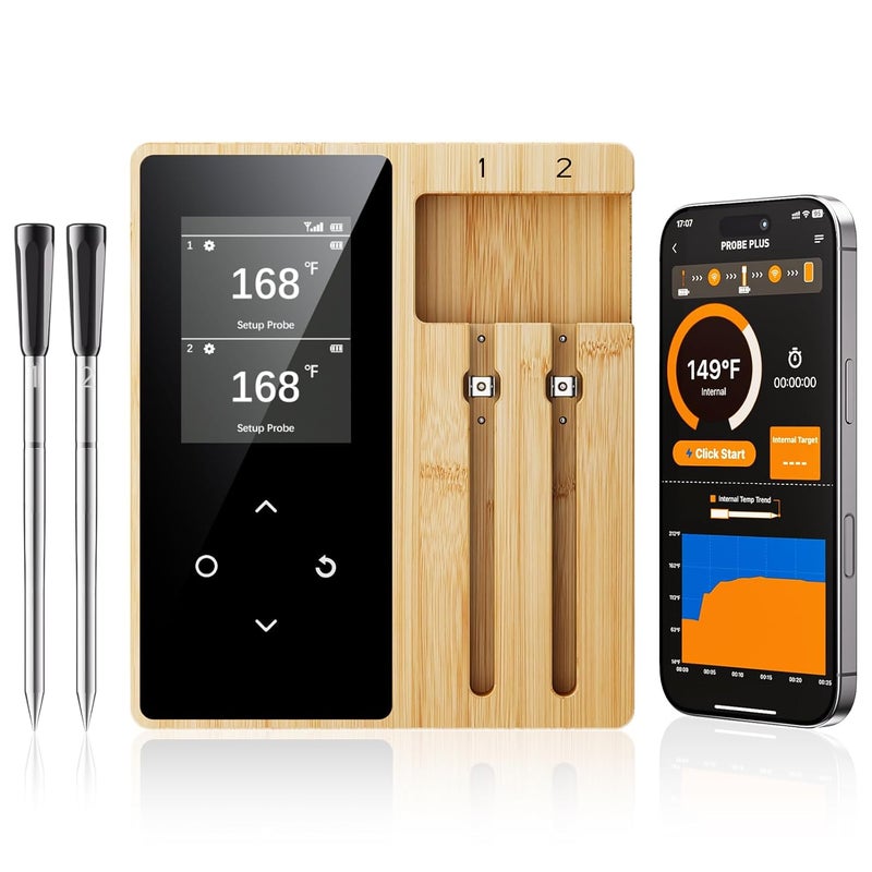 Newise Wireless Meat Thermometer Digital with 2 Probes, Long Range Bluetooth Food Thermometer with Smart APP Alerts for Cooking, Grill, AirFryer, Perfect for BBQ Chicken Turkey - Image 1